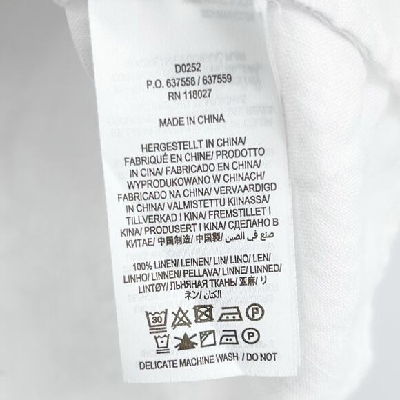 Boden White Linen Short Flutter Sleeve Dress Elastic Waist V Neck Womens Size 4 - Picture 7 of 12